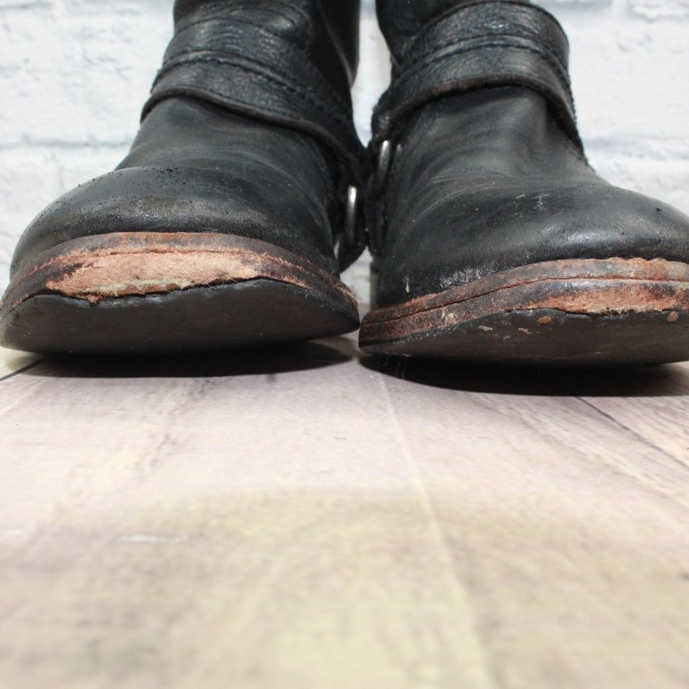 FRYE Maxine Trapunto Harness Brown Leather Motorcycle Boots Size 8 B - Picture 14 of 14